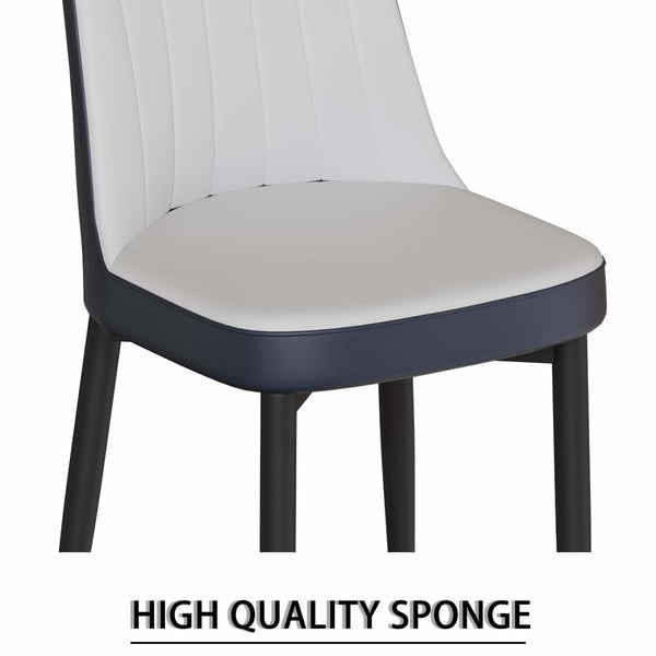 English Elm 62.99-78.74" Extendable Dining Set with 4 Pu Leather Chairs Seats up to Eight Blue+Grey,White W2189S00861