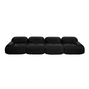 English Elm 4-seat Modular Corduroy Sectional Sofa Low Profile Ergonomic Living Room Seating Black W714S01279