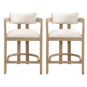 English Elm Christopher Knight Home® - 26" Contemporary Upholstered Counter Stool Set of 2 with Curved Solid Wood Back, Durable Rubberwood Frame Beige,Natural Ash N771P361764A