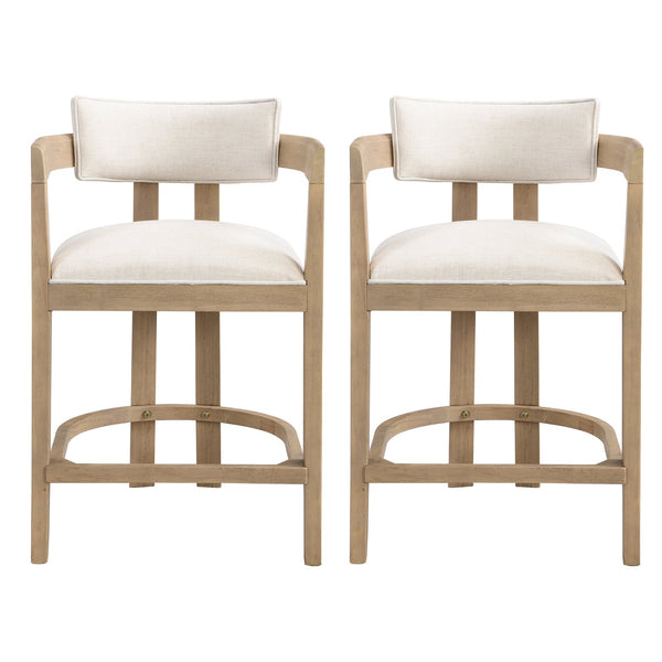 English Elm Christopher Knight Home® - 26" Contemporary Upholstered Counter Stool Set of 2 with Curved Solid Wood Back, Durable Rubberwood Frame Beige,Natural Ash N771P361764A