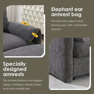 English Elm [video]96.5'' Chenille L-shaped Sectional with Usb Charging Ottoman Pockets Living Room N723S8776E