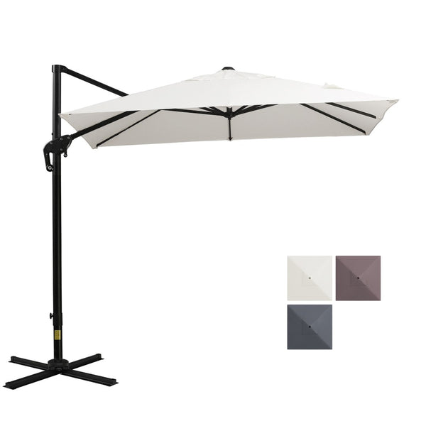 English Elm Outsunny 8Ft Cantilever Patio Umbrella With 360° Rotation & 3-Position Tilt For Ultimate Shade Comfort W2225P200786-GIGA