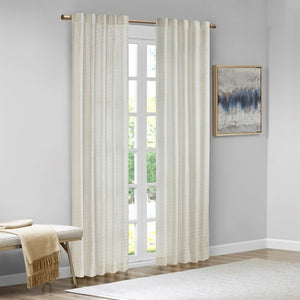 English Elm Room Darkening Poly Velvet Window Panels Pair - Elegant White/Gold With Metallic Accents, 37X95" B035P199045-GIGA