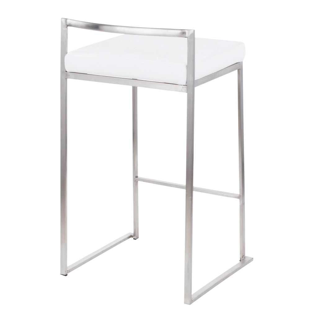 English Elm Fuji Stackable Counter Stool Set of 2 — Stainless Steel Frame, White Velvet Padded Seat, Contemporary Comfort B202P221933
