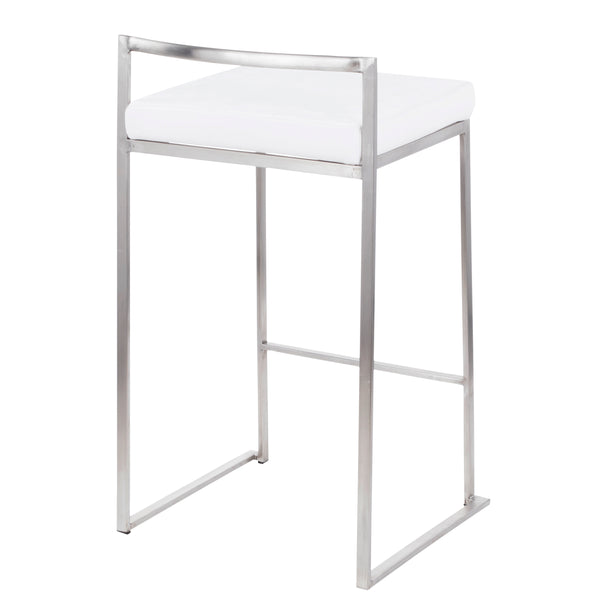 English Elm Fuji Stackable Counter Stool Set of 2 — Stainless Steel Frame, White Velvet Padded Seat, Contemporary Comfort B202P221933
