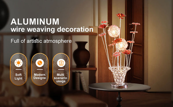 English Elm Aluminum Rose Bud Table Lamp – Elegant Led Accent For Living Room & Nightstand, Warm Illumination B072P220154