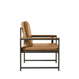 English Elm Tech Armchair Retro Leisure Accent Chair with Soft Padded Cushion, Metal Armrests, Camel Velvet Comfort for Living Room Office Bedroom Study W1359P194171