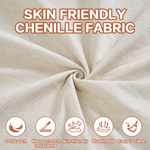 English Elm Modern Floor Sofa with Hidden Quilt & 2 Pillows, Convertible Chenille Foam Sleeper Bed for Small Spaces Cream W3565P355010