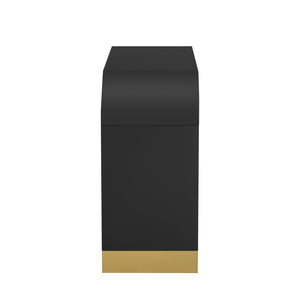 English Elm U_STYLE Curved 4-Door Wavy Panel Cabinet with Adjustable Shelves, MDF-Pine Top, 220lb Capacity, Stylish Storage Black WF530090AAB