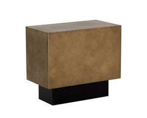 Sunpan Blakely Side Table - Contemporary Rectangular End Table with Bold Design and Artisan Craftsmanship Antique Brass