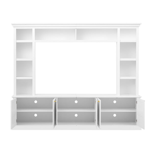 English Elm All-in-one Modern Entertainment Center with Bookcase Shelves for Living Room Display White N710S688101K
