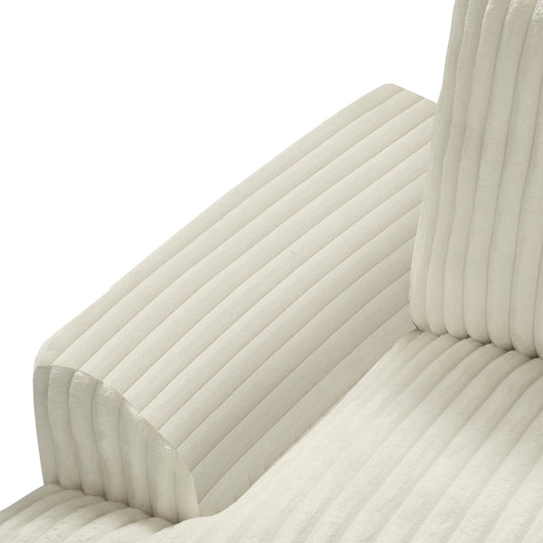 English Elm 129" Oversized Sectional Sofa U-Shaped Corduroy Chaise Lounge with Curved Armrests Plush Foam Comfort Beige N719S001690A