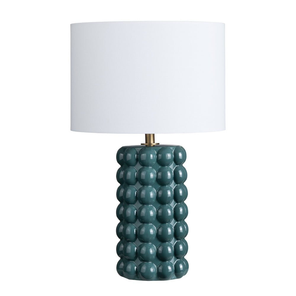 Crestview Collection 26.5" H Mid Century Modern Ceramic Table Lamp - Deep Teal Base With White Linen Shade For Style   Cvazp137