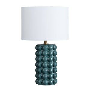 Crestview Collection 26.5" H Mid Century Modern Ceramic Table Lamp - Deep Teal Base With White Linen Shade For Style   Cvazp137
