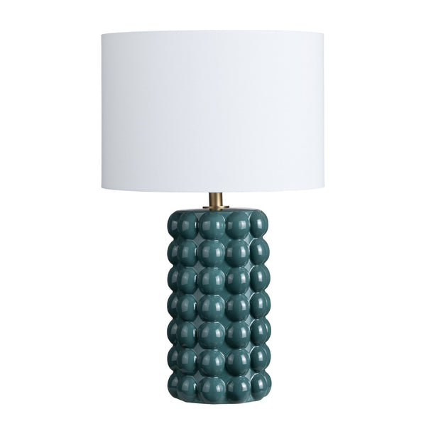 Crestview Collection 26.5" H Mid Century Modern Ceramic Table Lamp - Deep Teal Base With White Linen Shade For Style   Cvazp137