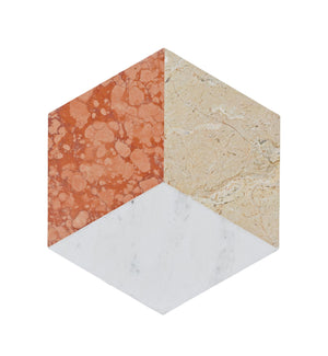 English Elm Hexagon Water-jet Marble Hexagon 5.7" Polished White Gold Red Tiles 12pcs for Floor & Wall Luxury W1696P314482