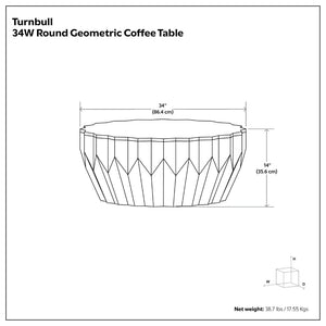 English Elm Turnbull Round Mango Wood Coffee Table Sculptural Faceted Edge Low Profile Modern B136P429094