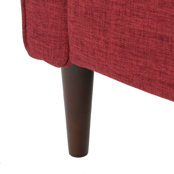 English Elm Christopher Knight Home® - Fabric Recliner Chair Mid-Century Modern Pushback Single Sofa with Tufted Cushion, Birch Legs, Cozy Comfort Red 60741.00RED