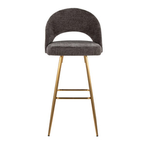 English Elm Fixed-height Metal Frame Barstools with Upholstered Seats and Geometric Footrest Set of 2 Gold,Grey B202S01935