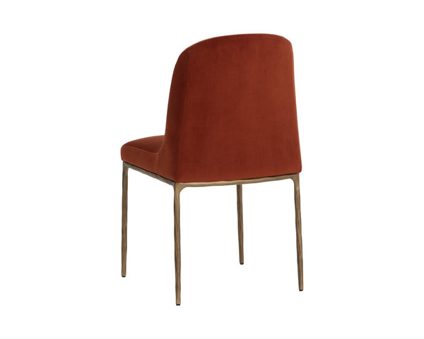 Sunpan NESTOR Dining Chair - Luxurious Meg Rust Upholstery with Curved Back & Antique Brass Legs for Comfort 112801