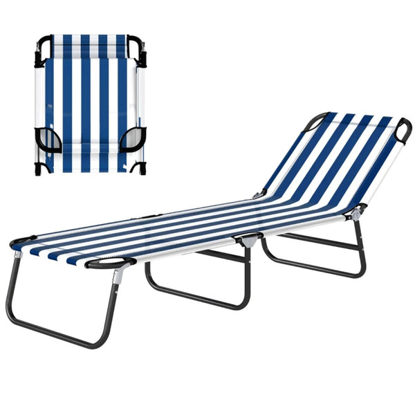 English Elm Camping Folding Chaise Lounge Oxford Fabric Recliner for Beach Pool or Patio T3971P476903