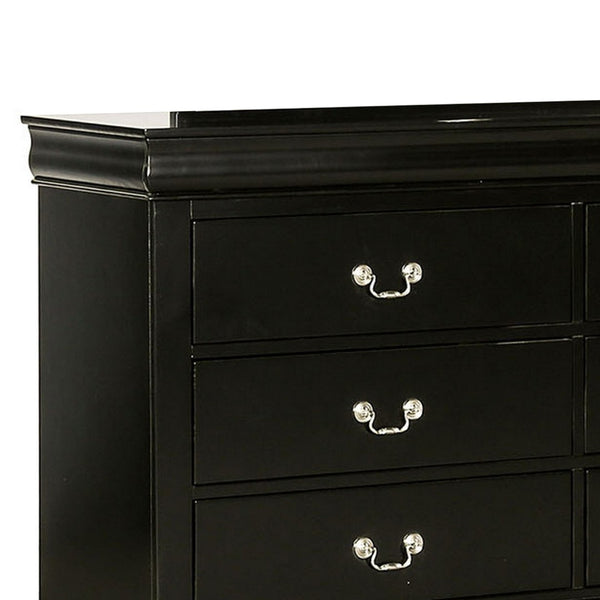 English Elm Ryla Matte Black Solid Wood 6 Drawer Dresser with Nickel Handles for Bedroom B056P416909