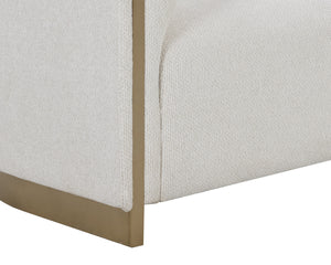 Sunpan Larron Sofa - Elegant Rhea Light Barley with Gold Stainless Steel Accents for Indoor & Outdoor Use