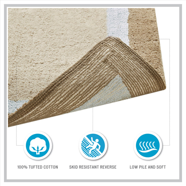 JLA Home Madison Park - Cotton Plush Tufted Bath Rug — Absorbent 100% Cotton, Machine Washable, Skid-Resistant Neutral Accent Navy MP72-6205