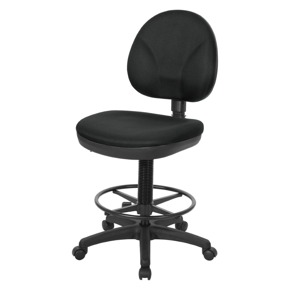 OSP Home Furnishings Sculptured Ergonomic Drafting Chair with Lumbar Support Padded Seat and Adjustable Footring DC550-297