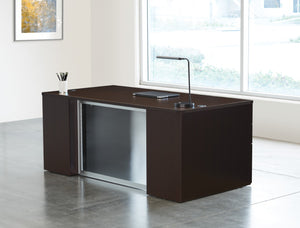 OSP Home Furnishings Napa Executive Home Office Desk with Tempered Glass Top and Dual Storage Pedestals Espresso NAPESP-TYP202G