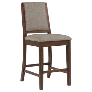 English Elm Allen Mango Oak Upholstered Counter Chair Set of 2 - Chestnut Sap Walnut Veneer, Beige Seats, Durable Comfort B062P299789