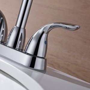 English Elm Bathroom Widespread Two Handle Faucet with Supply Lines and Pop up Drain Included Chrome B2724P499385
