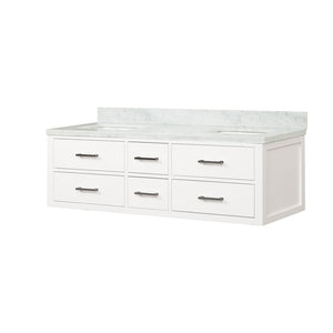 English Elm White Double Bath Vanity With Elegant Carrara Marble Top - Ready-To-Install, Ample Storage & Style B2731P258054-GIGA