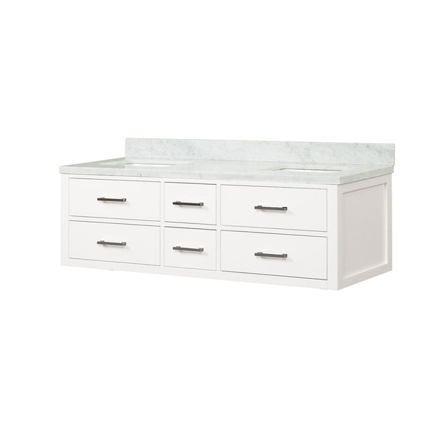 English Elm White Double Bath Vanity With Elegant Carrara Marble Top - Ready-To-Install, Ample Storage & Style B2731P258054-GIGA
