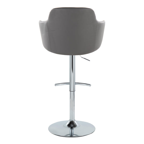 English Elm Boyne Adjustable Barstool Set Of 2: Stylish Grey Faux Leather With Chrome Base & 360° Swivel Comfort B202S00748