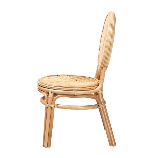 English Elm Modern Bohemian Rattan Woven Metal Dining Chairs Set of Two for Eclectic Spaces B2750P420380