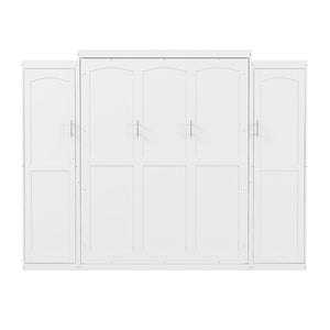English Elm Full Size Murphy Bed with Dual Wardrobes Pine Mdf Frame for Guest or Bedroom N733S339778K
