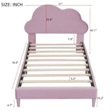 English Elm Twin Size Upholstered Cloud-Shape Bed ,Velvet Platform Bed With Headboard,No Box-Spring Needed,Pink