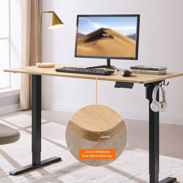 English Elm Electric Standing Desk Mahogany Steel Frame Sit Stand Home Office Workstation Amber+Graphite,Natural Wood W1769P415271
