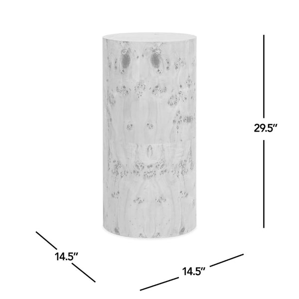 English Elm Nebula Burl Wood Pillar Side Table Sculptural Accent Pedestal Organic Grain Modern B2719P277869