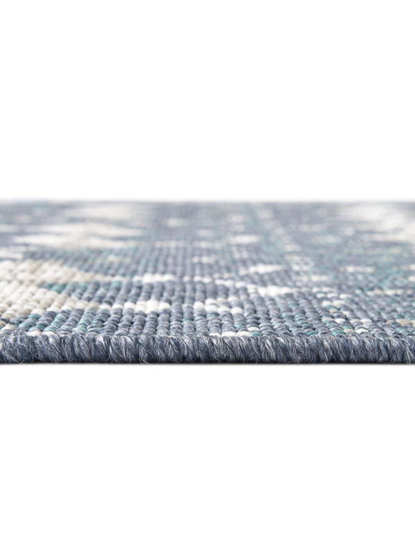 Unique Loom Outdoor Trellis Cardak Machine Made Geometric Rug Navy Blue, Ivory/Green/Gray 7' 10" x 7' 10"