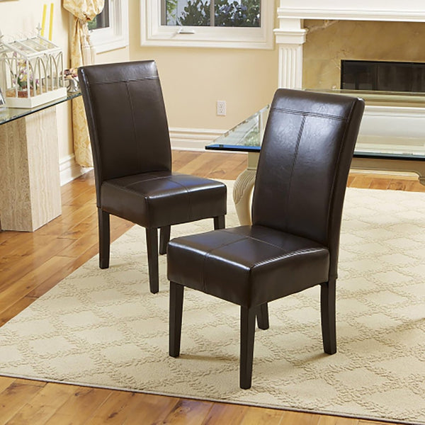 English Elm Pertica Upholstered Dining Chairs with T-stitch Detail Set of Two Modern Wood Leg N769P368470B