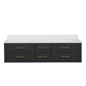 English Elm Black Double Bath Vanity 72" W With Cultured Marble Top, Soft-Close Drawers & Solid Wood Design B2731P258059