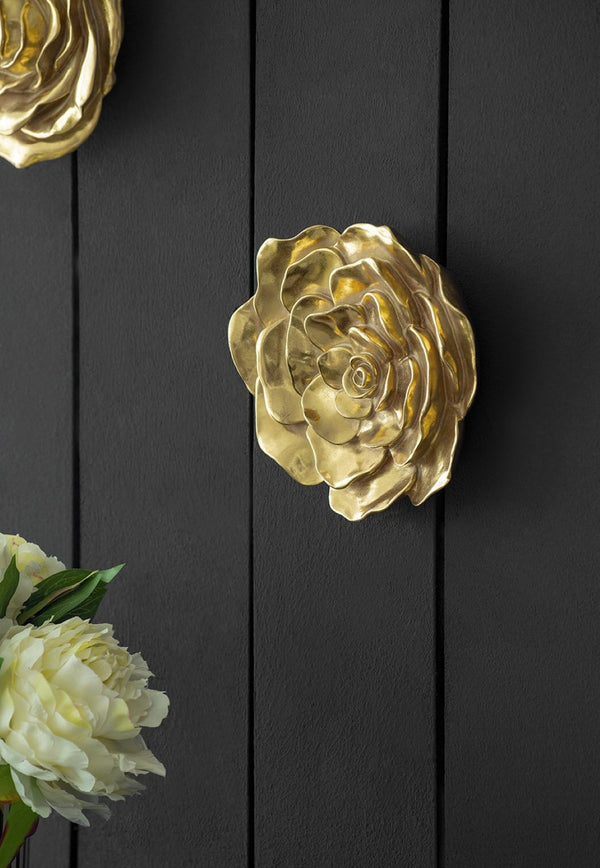 English Elm S/2 Gold Rose Wall Accents - Elegant Floral Decor For Modern Interiors, Timeless Botanical Accent Pieces W2078P223156-GIGA