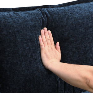 English Elm 123*55"Modern U-shaped Sectional Sofa with Console, Cup Holders, USB Ports, Chenille Comfort & Support Dark Blue N723S8804C