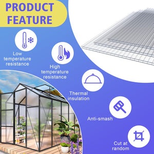 English Elm 6 Twin Wall Polycarbonate Greenhouse Panels Uv Blocking Thermal Insulated Roofing W3213P458686