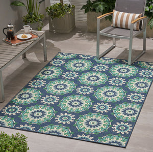 English Elm Christopher Knight Home® - MERIDIAN Navy 5'3" x 7' Machine-Woven Polypropylene Rug, Loop Pile, Durable Backing, Indoor/Outdoor 65858.00