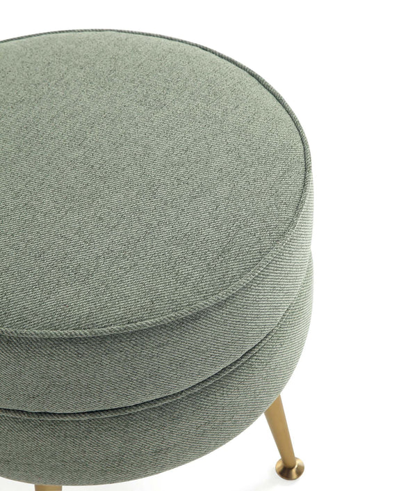 English Elm Bailey Upholstered Accent Ottoman: Sage Green Comfort With Gold Legs For Modern Living Spaces B365P397865