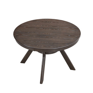 English Elm 47.24''Round Rubber Wood Dining Table with Trestle Pedestal for 4-6, Modern MDF Frame Design Brown W2582S00075