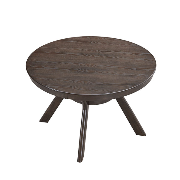 English Elm 47.24''Round Rubber Wood Dining Table with Trestle Pedestal for 4-6, Modern MDF Frame Design Brown W2582S00075